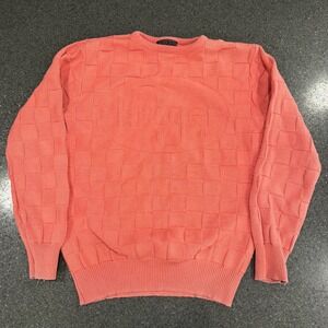 Vintage Andrew Rohan Waffle Knit Kroger Sweater Pink 80s 90s Medium